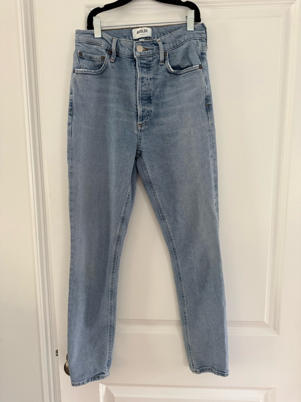 Agolde High-Rise Light Blue Straight-Leg Jeans